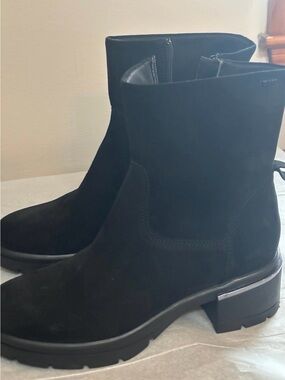 Black Suede Ankle Booties with Chunky Low Heel